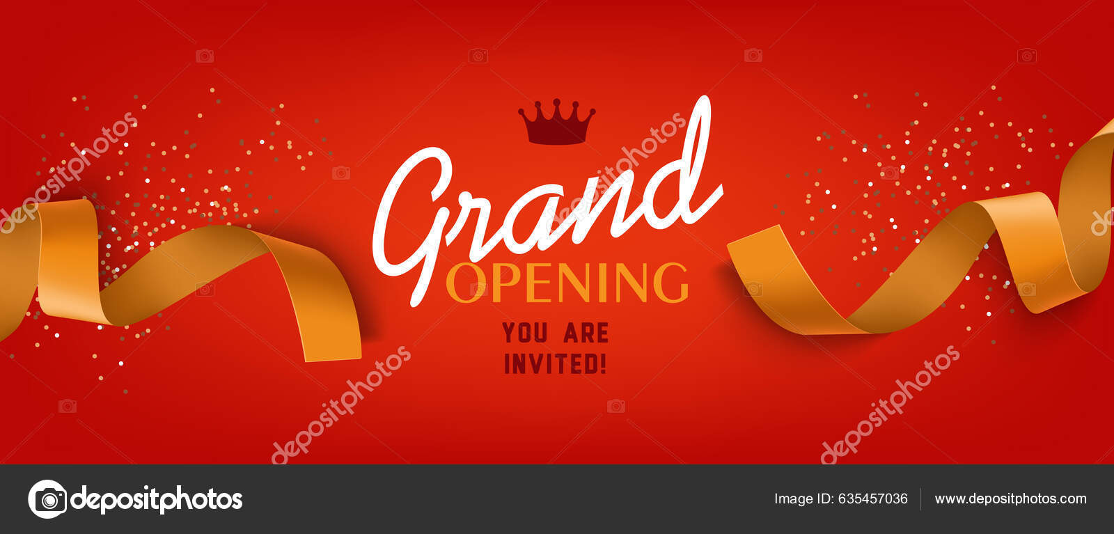 Grand opening banner with confetti Royalty Free Vector Image