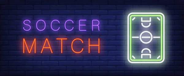 Soccer Match Neon Text Soccer Field Sport Betting Advertisement Design — Stockvektor
