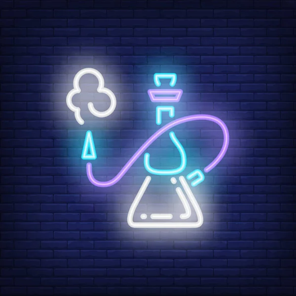 Hookah Smoke Neon Style Icon Nightlife Smoking Concept Bright Neon — Stok Vektör