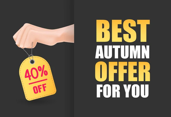 Melhor Oferta Outono Para Você Lettering Com Mão Segurando Tag — Vetor de Stock