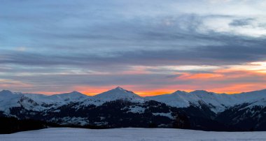 A beautiful sunset in winter time in the evening