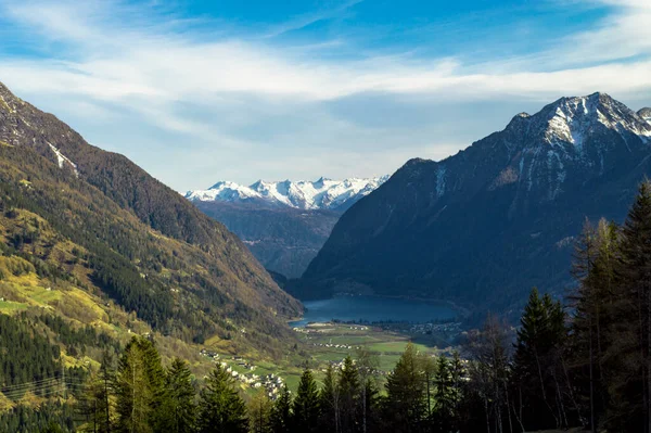 stock image train ride in swiss mountains