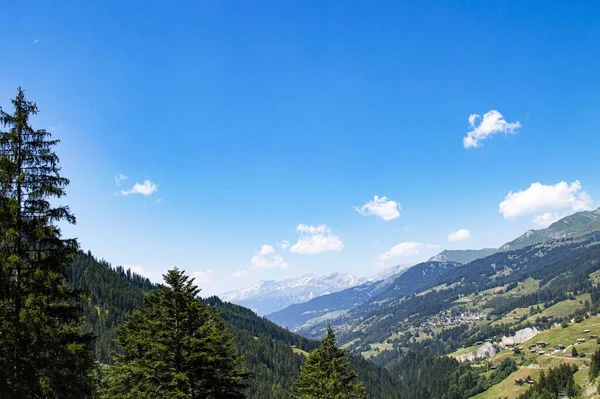 Πόδια Μέσα Από Βουνά Των Άλπεων Και Αποθεματικό Της Ελβετίας — Φωτογραφία Αρχείου