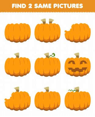 Education game for children find two same pictures vegetable pumpkin