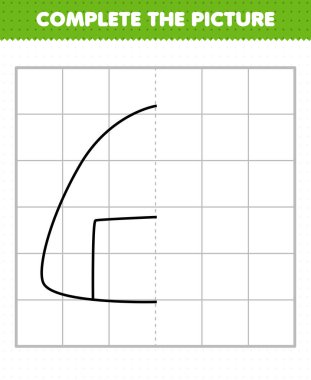 Education game for children complete the picture cartoon japanese food onigiri half outline for drawing