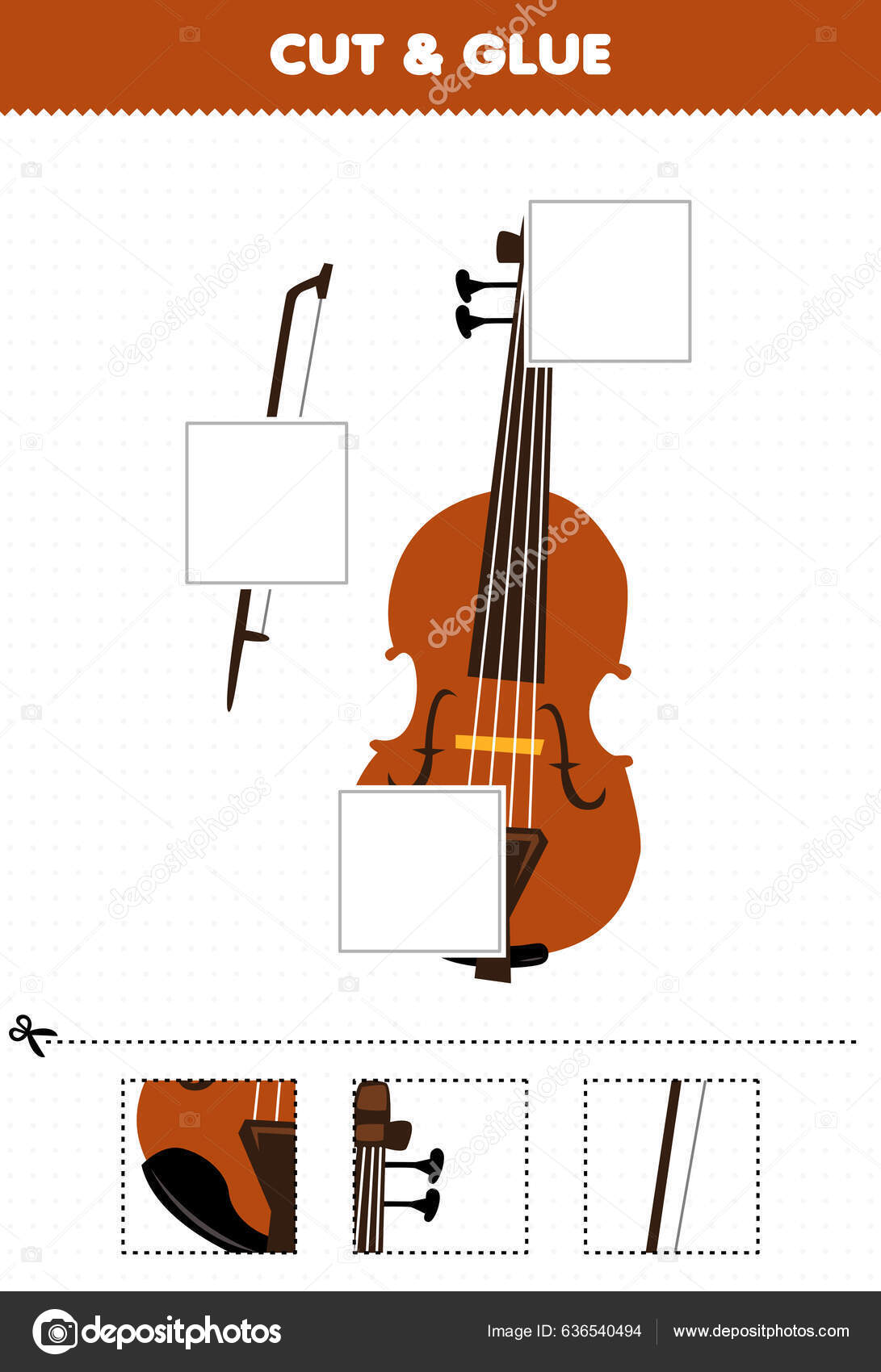 Juego Educación Para Niños Cortar Pegar Partes Instrumentos Música Dibujos  vector, gráfico vectorial © arsansp imagen #636540494