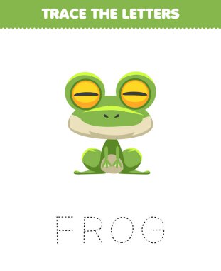 Education game for children trace the letter of cute cartoon animal frog printable worksheet