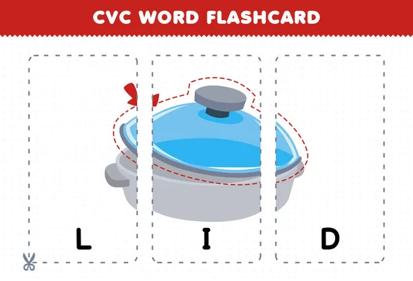 Education Game Children Learning Consonant Vowel Consonant Word Cute Cartoon — Stockvector