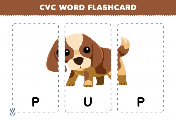 Education Game Children Learning Consonant Vowel Consonant Word Cute Cartoon — Stockvector