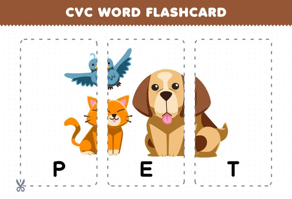 Education Game Children Learning Consonant Vowel Consonant Word Cute Cartoon — Διανυσματικό Αρχείο