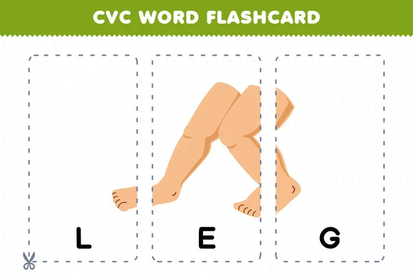 Education Game Children Learning Consonant Vowel Consonant Word Cute Cartoon — Vetor de Stock