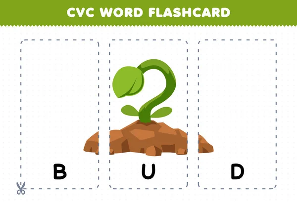 Education Game Children Learning Consonant Vowel Consonant Word Cute Cartoon — Stok Vektör