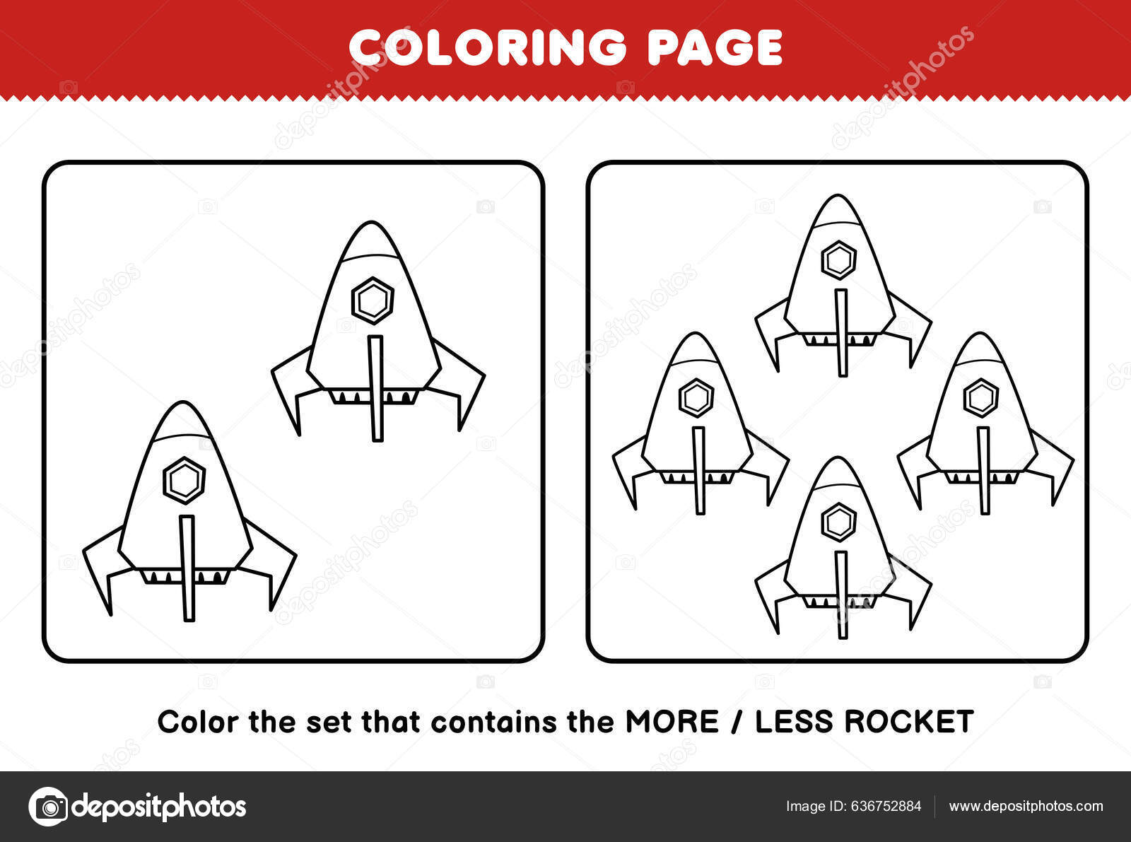 Education Game Children Coloring Page More Less Picture Cute Cartoon ...