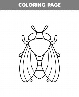 Education game for children coloring page of cute cartoon cicada line art printable bug worksheet