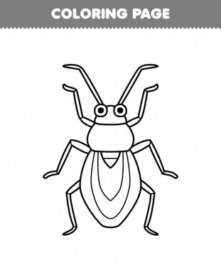Education game for children coloring page of cute cartoon cockroach line art printable bug worksheet