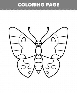Education game for children coloring page of cute cartoon butterfly line art printable bug worksheet