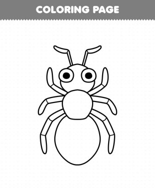 Education game for children coloring page of cute cartoon ant line art printable bug worksheet