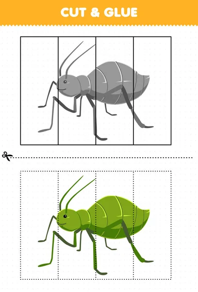Education Game Children Cut Glue Cute Cartoon Aphid Printable Bug — Archivo Imágenes Vectoriales