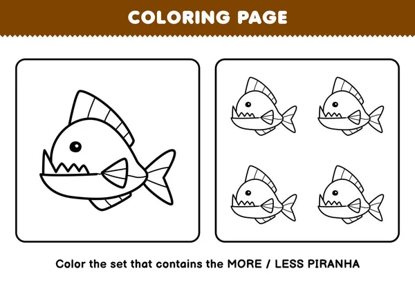 Education Game Children Coloring Page More Less Picture Cute Cartoon — 스톡 벡터