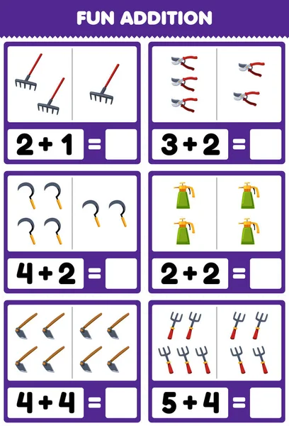 Jogo educativo para crianças, adição divertida, adivinhando o número  correto de desenhos animados fofos, fogo, água, gelo, planilha de natureza  imprimível