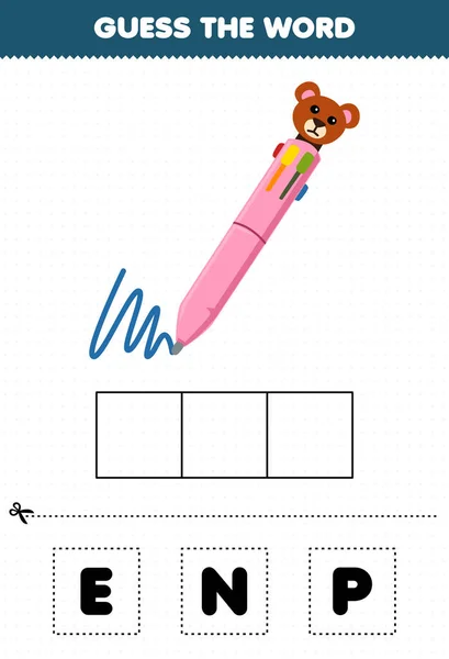 Jogo de educação para crianças adivinhar as letras da palavra