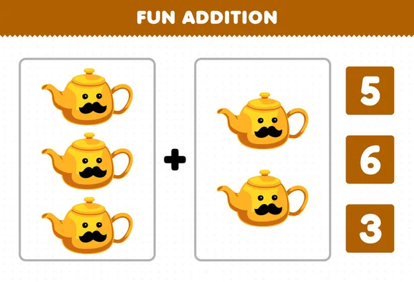 Education Game Children Fun Addition Count Choose Correct Answer Cute — Vector de stock