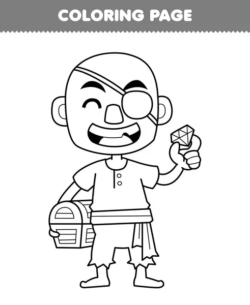 Jogo de educação para crianças, página para colorir de desenho de  personagem de menino de desenho animado, folha de trabalho de pirata para  impressão