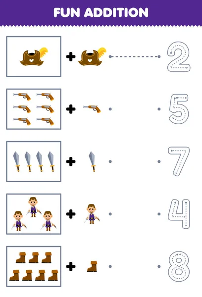 Jeu Éducation Pour Les Enfants Amusant Compter Ajouter Chapeau Dessin — Image vectorielle