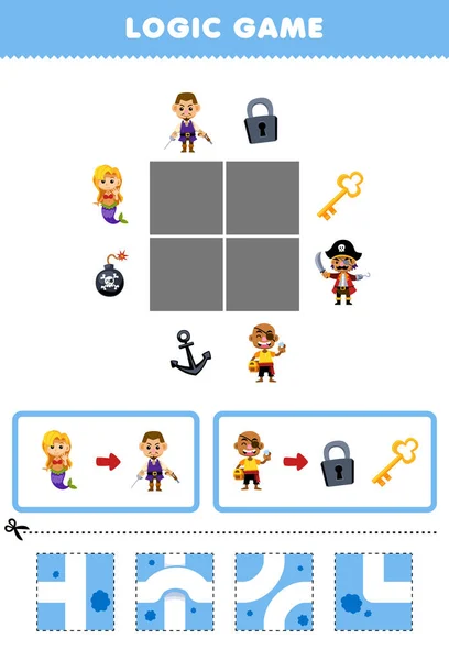 Gra Edukacyjna Dla Dzieci Logiczne Puzzle Budować Drogę Dla Cute — Wektor stockowy