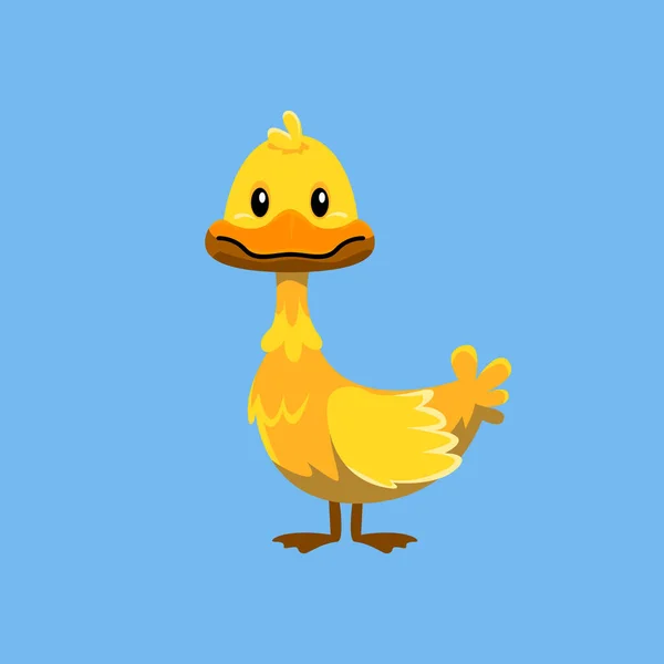 Cute Cartoon Duck Isolated Blue Background Vector Illustration Icon — Stock Vector