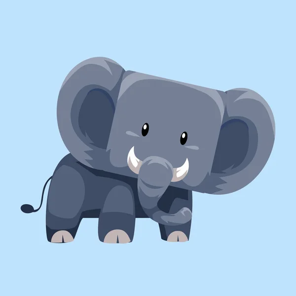 Cute Cartoon Elephant Isolated Blue Background Vector Illustration Icon — Stock Vector