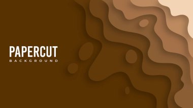 3D abstract background with brown paper cut shapes.