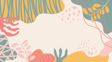 Flat design abstract doodle background with leaves