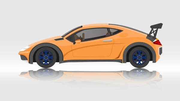Turuncu Renkli Spor Arabanın Taşıyıcısı Çizeri Shardow Araba Ekranıyla — Stok Vektör