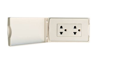 Su geçirmez kapaklı çift yönlü elektrik prizi bloğu. evin dışına kurulması için..