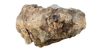 Sert yüzey kahverengisi renginde Rocky Dağı plajı. Kırpma yolu ile izole edilmiş beyaz arkaplanda.