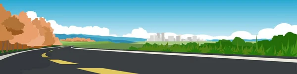 Copiar Espacio Vector Plano Ilustración Sinuosas Carreteras Pavimentadas Los Alrededores — Vector de stock