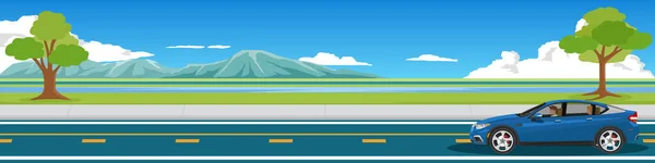 Viagem Transporte Desenhos Animados Para Banner Carro Esporte Com Condução — Vetor de Stock