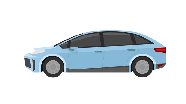 Ilustrasi Vektor Webconcept Sisi Rinci Dari Mobil Sedan Biru Datar - Stok Vektor