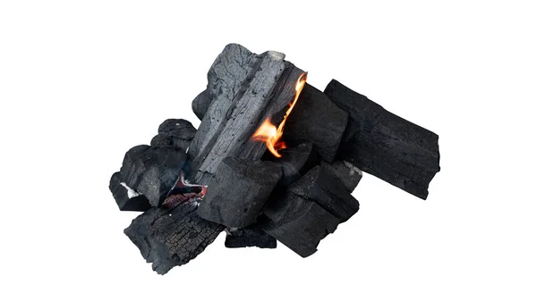 Brennholzgruppe Hatte Einen Funken Der Mitte Isoliert Auf Weißem Hintergrund — Stockfoto