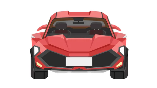 Vektor Oder Illustrator Frontansicht Des Autos Sportwagen Rote Farbe Trennung — Stockvektor
