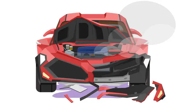 Vektor Atau Illustrator Tampilan Depan Mobil Warna Merah Mobil Sport - Stok Vektor