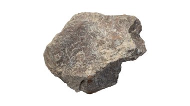 Çakıl taşı tipinde kahverengi bir nesne. Beyaz arka planda izole edilmiş. kırpma yolu ile.