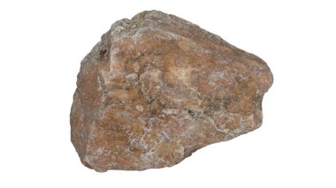 Çakıl taşı tipinde kahverengi bir nesne. Beyaz arka planda izole edilmiş. kırpma yolu ile.
