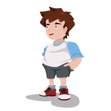 Çizgi film Vektörü veya İllüstratörü. Özel üniformalı genç bir adam. İzole edilmiş beyaz arkaplanda gölgeli.