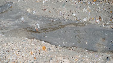 Suyolu 'nun kumda akan manzarasının üstünde. arkaplan ve desenli.