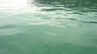 Su denizinin ince dalgalanmaları ve yansımaları olan videosu. Suyun soluk yeşilimsi gri bir tonu vardır ve yüzey yumuşak bir akış gösterir. Su dokusuna ve ince hareketlere odaklan..