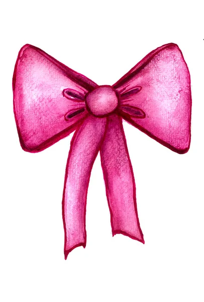 Pink Bow Watercolor Blur Darker Pink Outline — Stock Photo, Image