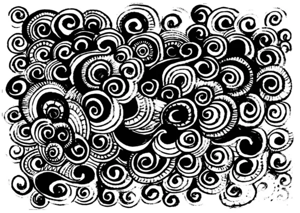 Fondo Ornamental Formado Por Espirales Remolinos Color Blanco Negro —  Fotos de Stock