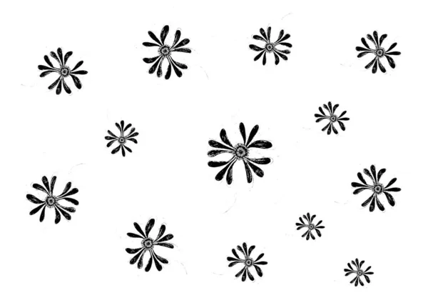 Patrón Flores Diferentes Tamaños Estilo Ornamental Sobre Fondo Blanco — Foto de Stock